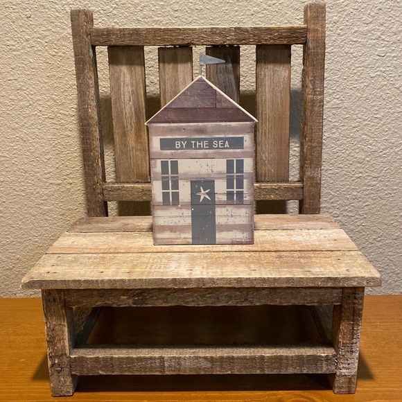 By The Sea Wood Sign, Beach House Decor For Tier Trays, Beach Tabletop Sign - Picture 2 of 11